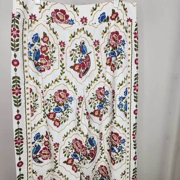 NWT Sezane X Farm Rio Tiago Crop Linen Blend Pant Romantic Garden 42/US Size 10 - Picture 11 of 16